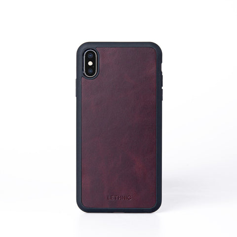 Ốp lưng IPhone XS Max da thật lethnic Đỏ rượu 