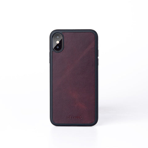 Ốp lưng IPhone XS da thật lethnic Đỏ rượu 