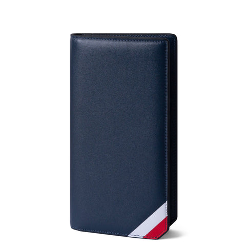 Ví dài gập đôi cầm tay da bò - Crown L Ví lethnic Xanh Navy 