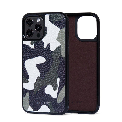 Ốp lưng IPhone 12 Pro Da Thật IPhone 12 lethnic Camou Xanh Lá Có Lót Đệm 