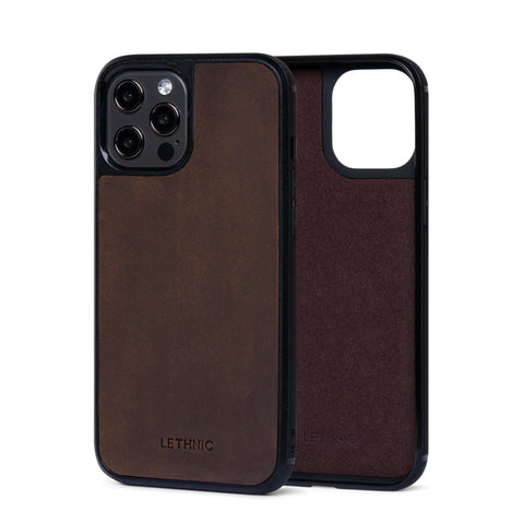 Ốp lưng IPhone 12 Pro Da Thật IPhone 12 lethnic Nâu Sáp Có Lót Đệm 
