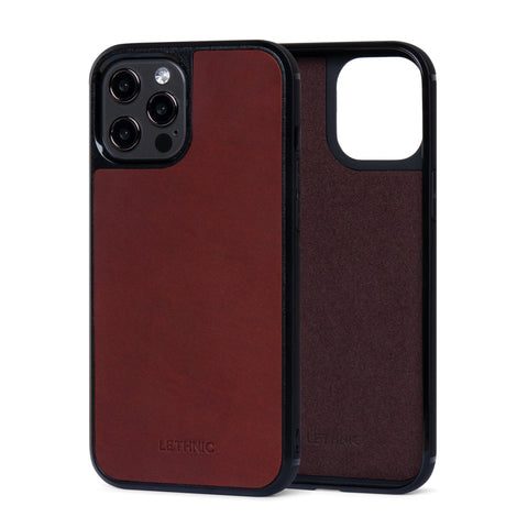 Ốp lưng IPhone 12 Pro Max Da Thật IPhone 12 lethnic Đỏ Rượu Có lót đệm 