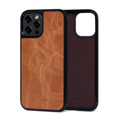 Ốp lưng IPhone 12 Pro Max Da Thật IPhone 12 lethnic Vàng Bò Có lót đệm 