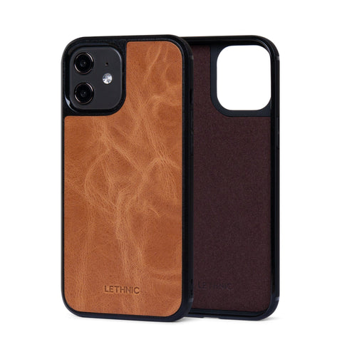 Ốp lưng IPhone 12 Da Thật IPhone 12 lethnic Vàng Bò Có Lót Đệm 