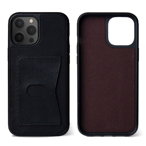 Ốp lưng có ngăn thẻ IPhone 12 Series, IPhone 11 Series IPhone Cases LETHNIC IPhone 12 Promax Black 