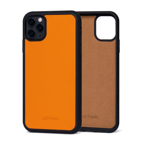 Ốp da thật IPhone 11 Pro Max - Lót Trong lethnic Cam 
