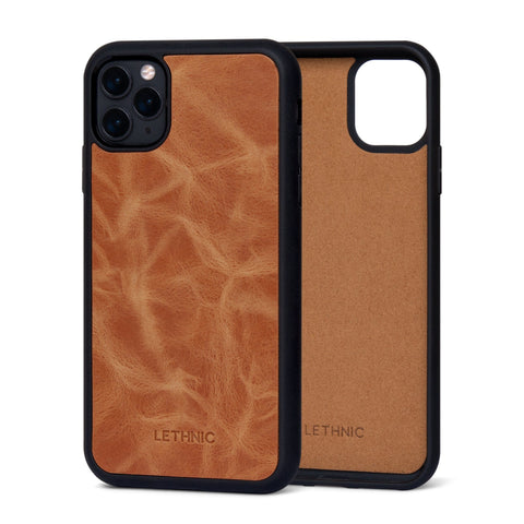 Ốp da thật IPhone 11 Pro Max - Lót Trong lethnic Vàng bò 