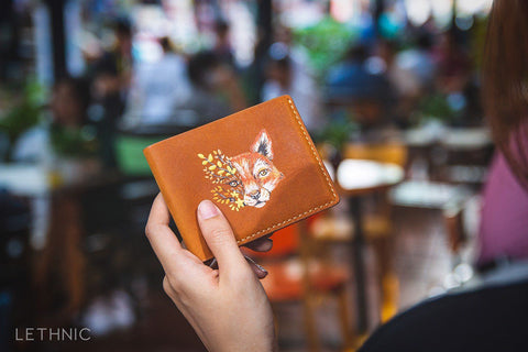 Ví da vẽ Cáo Đỏ lethnic 