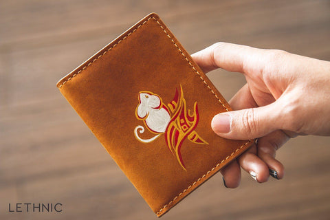 Ví da vẽ Chuột lethnic 