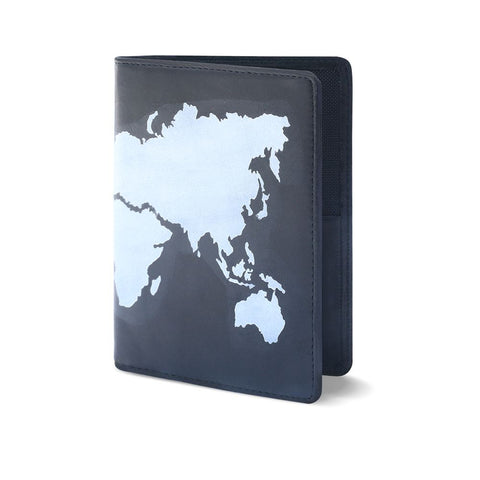 SPARKART - Passport Cover Hand-Painted Bản Đồ Thế Giới Ví lethnic Bạc 